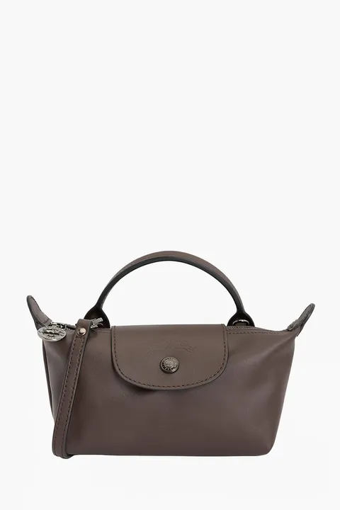 LONGCHAMP Le Pliage Extra XS Pouch in Mocha Cowhide Leather 