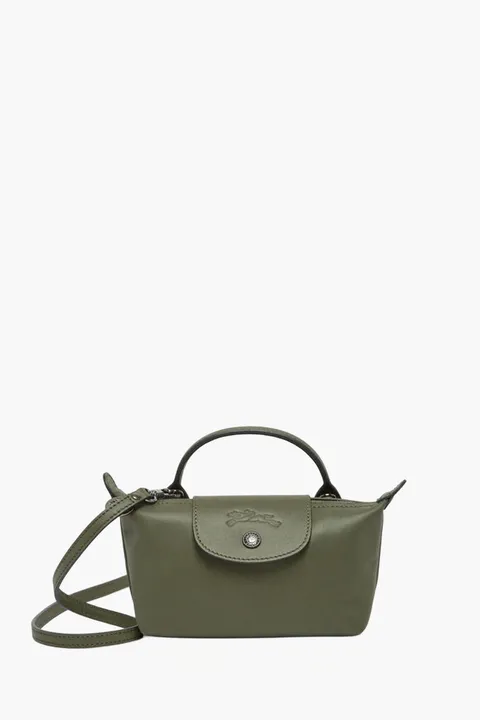 LONGCHAMP Le Pliage Extra XS Pouch in Fir Cowhide Leather 