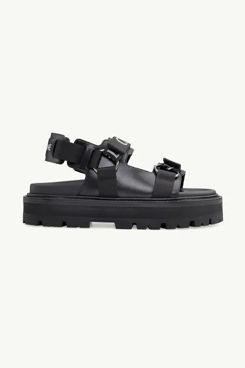 CELINE Women Bulky Outdoor Strap Sandals in Black Calfskin