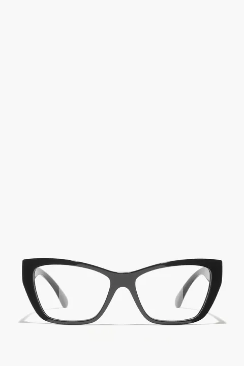 CHANEL CC Cat Eye Sunglasses in Black/Red/Transparent Acetate
