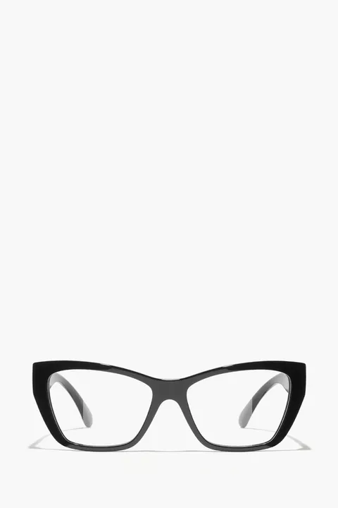 CHANEL Cat Eye Sunglasses in Black Acetate with Transparent CC Logo
