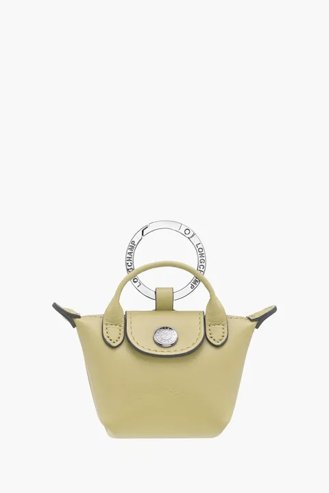 LONGCHAMP Le Pliage Xtra Key Ring in Pistachio Cowhide Leather