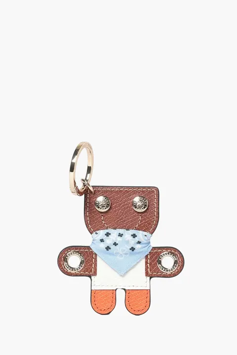 LONGCHAMP Épure Minimalist Keychain in Orange Cowhide Leather