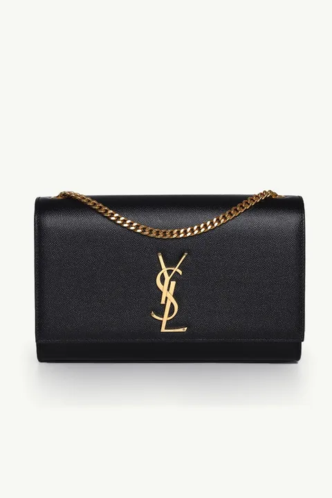 SAINT LAURENT Medium Kate Shoulder Bag in Black Caviar Leather GHW