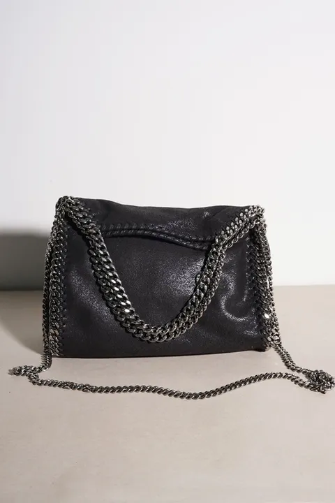 STELLA MCCARTNEY Mini Falabella Fold Over Tote in Black SHW