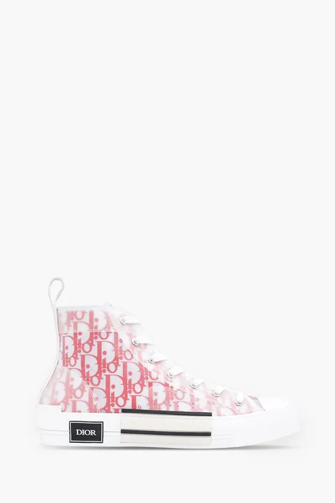CHRISTIAN DIOR B23 Oblique High Top Sneakers in White/Red