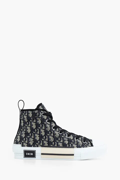 CHRISTIAN DIOR B23 Dior Oblique Jacquard High-Top Sneaker in Beige/Black