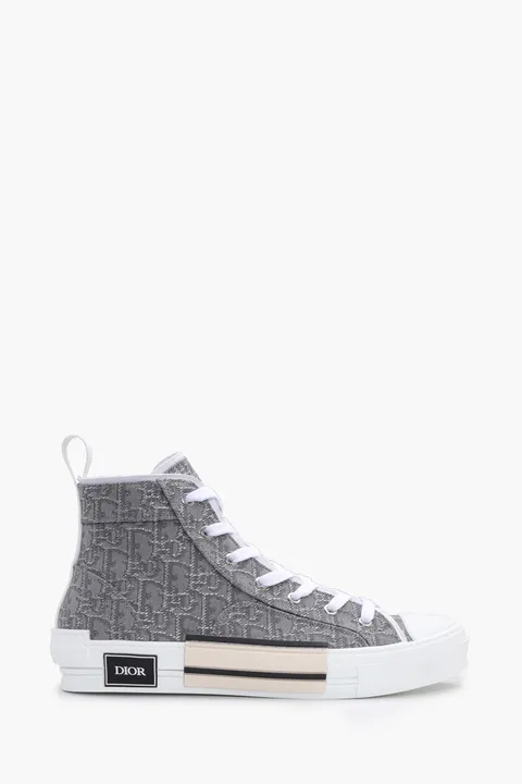 CHRISTIAN DIOR B23 Oblique High Top Sneakers in Ruthenium-Colored