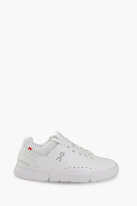 ON Women The Roger Advantage Sneakers in All White Perforated Faux Leather