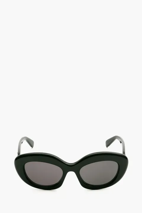 LOEWE Curvy Cat Eye Sunglasses in Black/Black Acetate