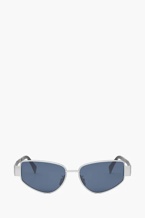 CELINE Triomphe Metal Square Sunglasses Silver/Blue/Gold