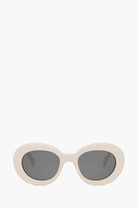CELINE Triomphe Round Sunglasses in Ivory White/Grey Acetate