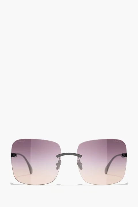 CHANEL Square Sunglasses in Titanium/Black