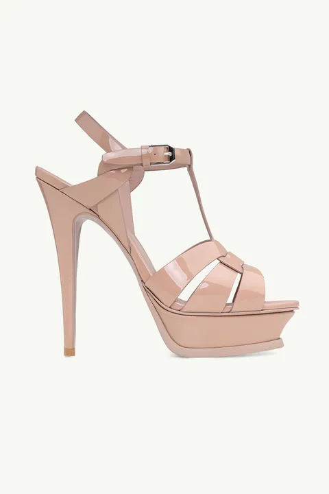 SAINT LAURENT Tribute 14cm in Nude Poudre Patent