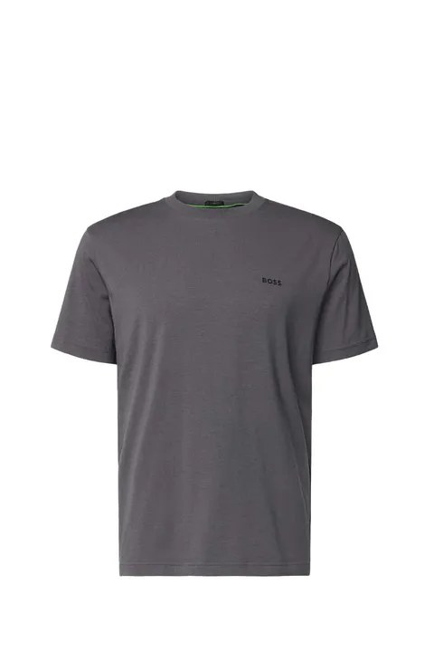 HUGO BOSS Men Tee Stretch Cotton Regular Fit T-Shirt in Open Grey with Contrast Logo