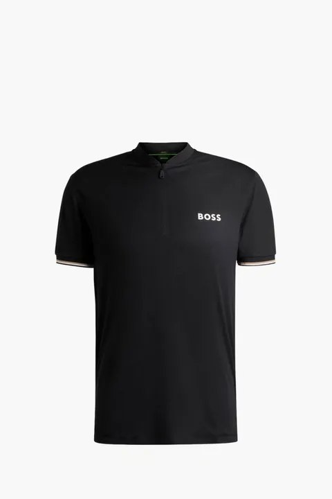 HUGO BOSS Men Pariq TOC Ripstop Slim Fit Polo Shirt in Black Polyester