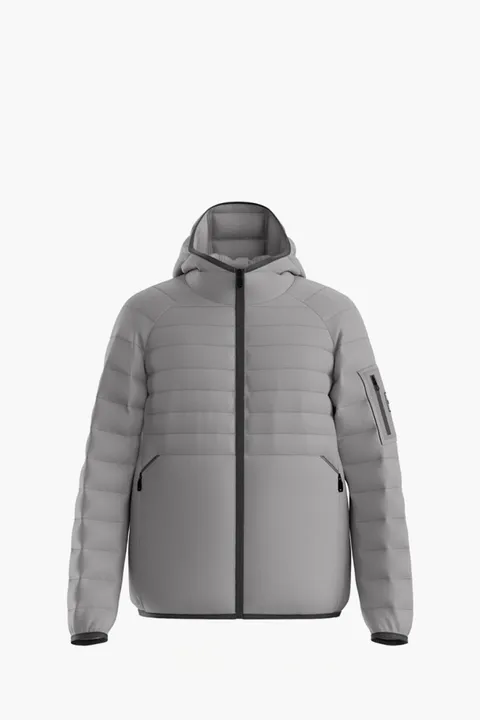 HUGO BOSS Men Urbanex JT HD Water Repellent Jacket in Grey Nylon with Hoodie