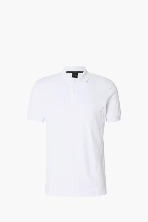 HUGO BOSS Men Pio 1 Polo Shirt in White Cotton