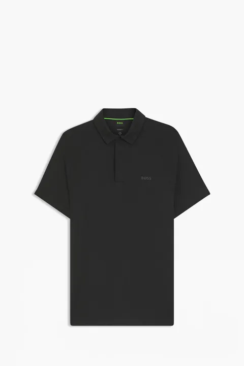 HUGO BOSS Men Tour Wool Slim Fit Polo Shirt in Black Lyocell with Temperature-Regulating Performance