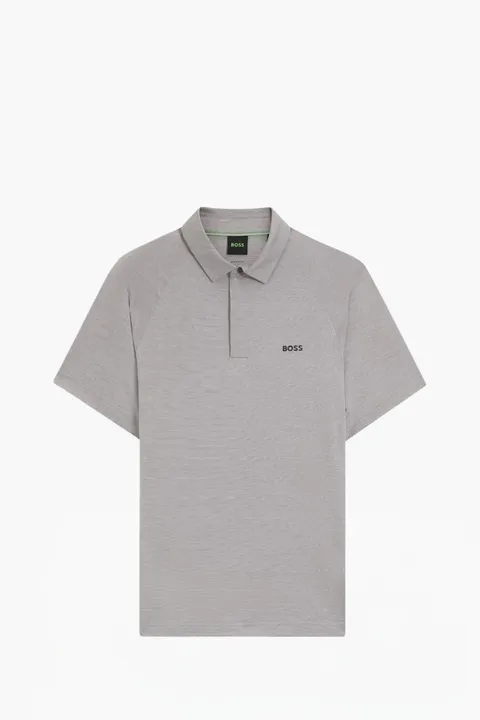 HUGO BOSS Men Tour Wool Slim Fit Polo Shirt in Light Beige Lyocell with Temperature-Regulating Performance