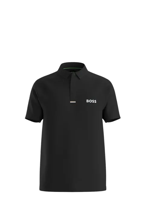 HUGO BOSS Men GOC Paddytech Regular Fit Polo Shirt in Black Polyester