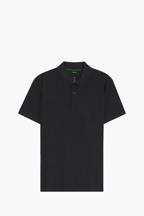 HUGO BOSS Men GOC Birdie 3 Regular Fit Polo Shirt in Dark Blue Cotton-Pique with All Over Print