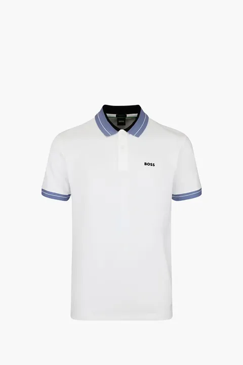 HUGO BOSS Men PL_Member Regular Fit Polo Shirt in White Cotton