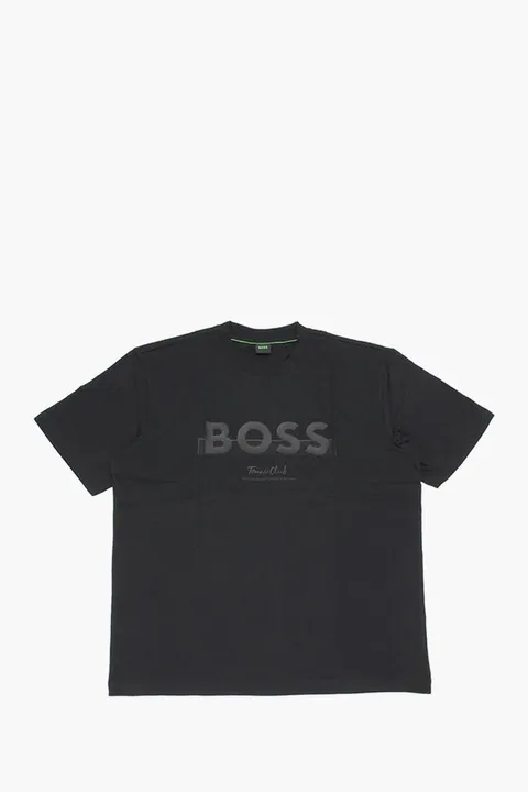 HUGO BOSS Men Member Logo Relaxed Fit T-Shirt in Black Cotton