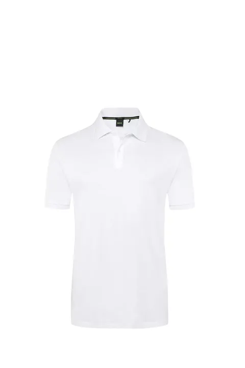 HUGO BOSS Men Pio 2 Regular Fit Polo Shirt in White Cotton