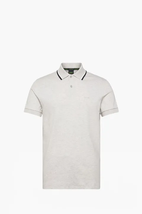 HUGO BOSS Men Paddy Interlock Slim Fit Polo Shirt in Light Grey Cotton