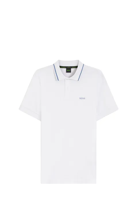 HUGO BOSS Men Paddy Interlock Slim Fit Polo Shirt in White Cotton