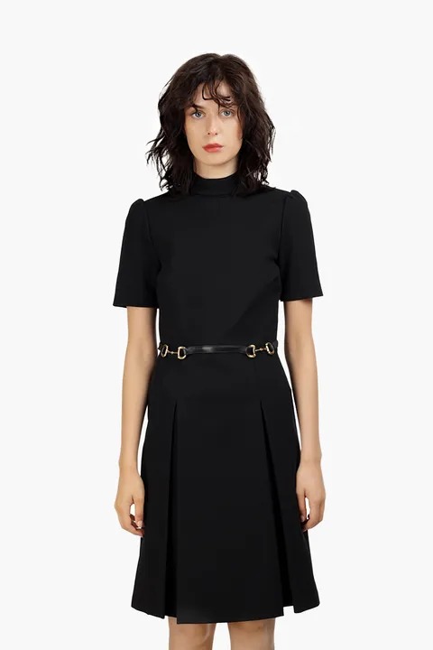 GUCCI Women Viscose Jersey Dress in Black with Horsebit