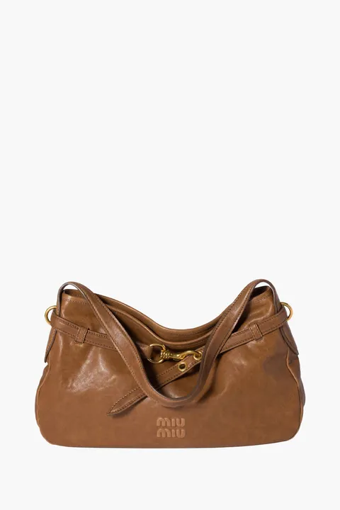 MIU MIU Medium Aventure Shoulder Bag in Oak Nappa Leather