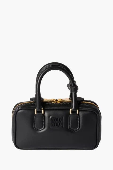 MIU MIU Arcadie Mini Top Handle Bag in Black Leather
