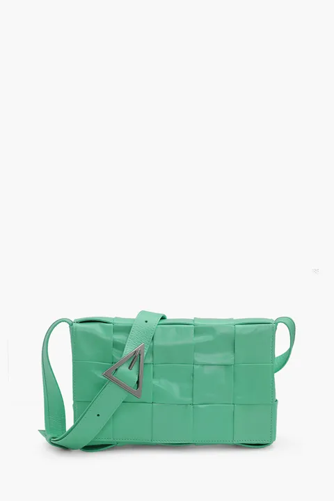BOTTEGA VENETA Medium Intreccio Cassette Bag in Fountain Calf Leather SHW