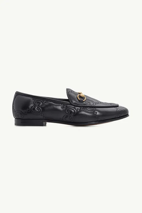 GUCCI Women GG Jordan Flat Loafers in Black Matelasse Leather