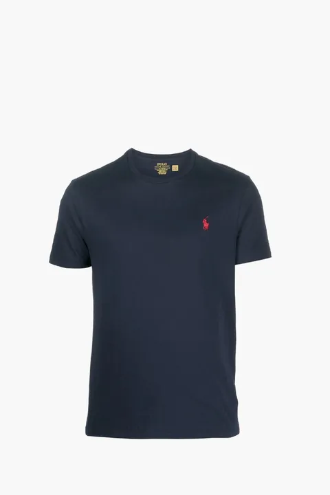 POLO RALPH LAUREN Men Logo Jersey Crewneck T-Shirt in Ink Cotton