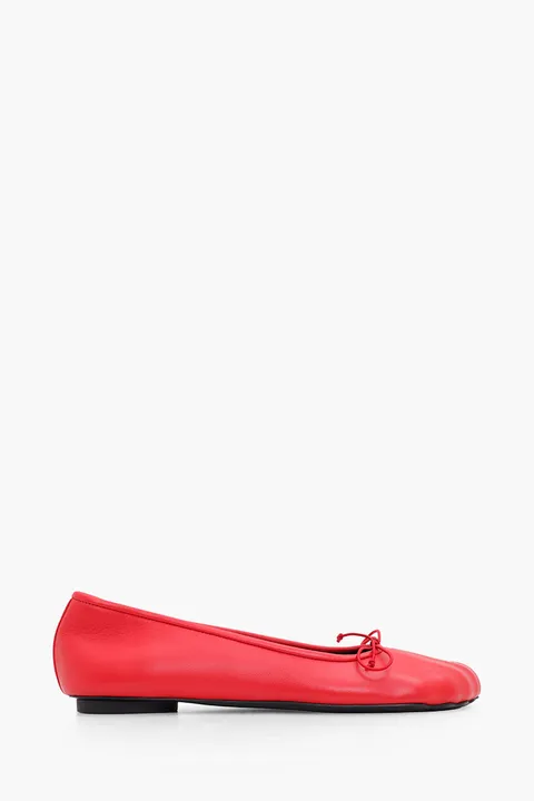 BALENCIAGA Women Anatomic Flat Ballerina in Tomato Red Shiny Soft Sheepskin