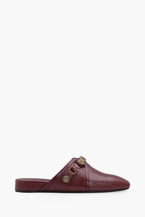 BALENCIAGA Women Cosy Cagole Slides in Dark Red GHW