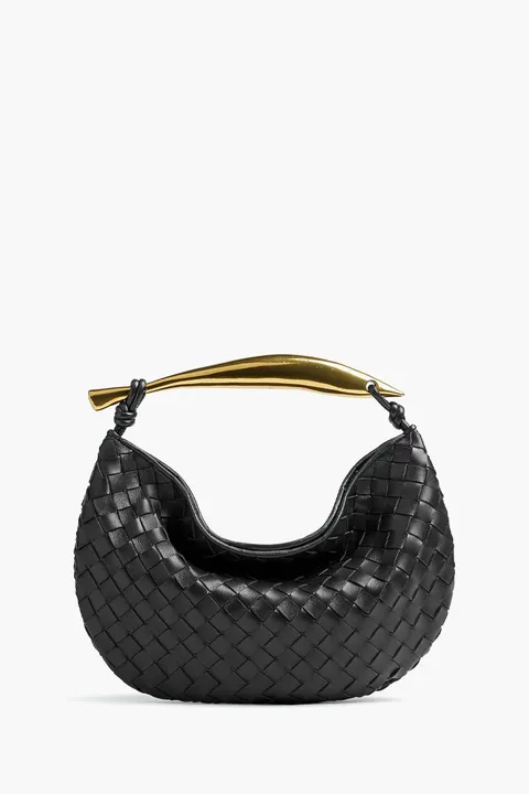 BOTTEGA VENETA Small Sardine Intrecciato Handbag in Black