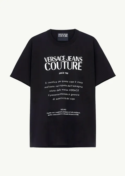 VERSACE JEANS COUTURE Men R Warranty Print T-Shirt in Black
