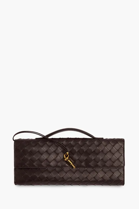 BOTTEGA VENETA Andiamo Intrecciato Long Clutch in Fondant with Handle