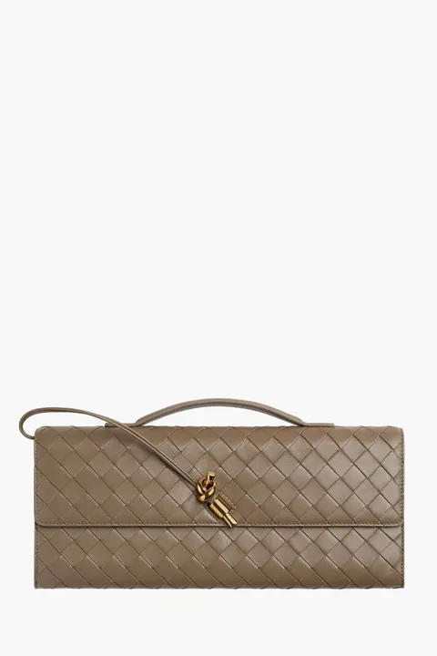 BOTTEGA VENETA Andiamo Intrecciato Long Clutch in Pinecone with Handle