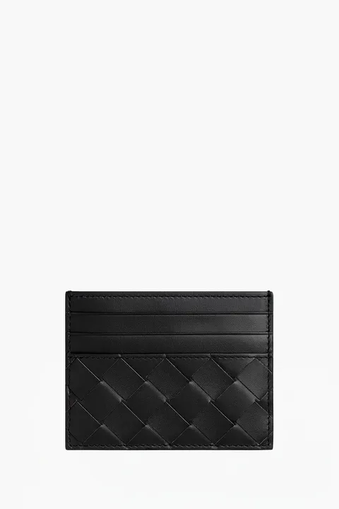BOTTEGA VENETA Intrecciato Credit Card Case in Black with 6 Card Slots