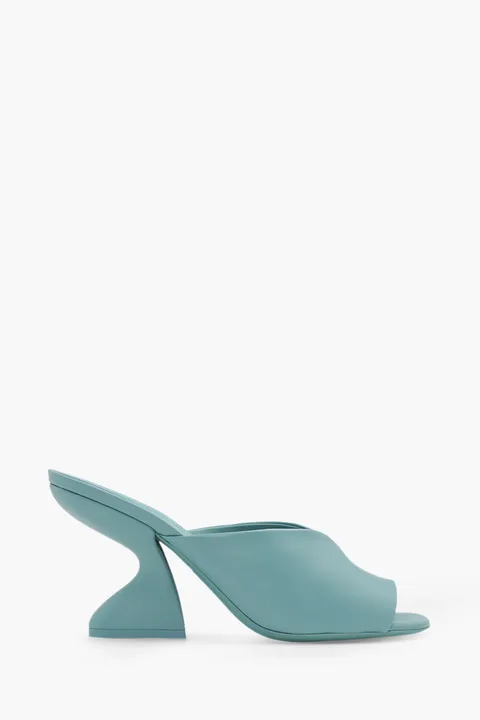 FERRAGAMO Sansu F-Heel Pump 85mm Sandals in Turquoise Nappa Leather