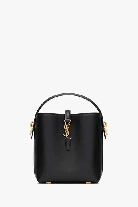 SAINT LAURENT Mini Le 37 Bucket Bag in Black Shiny Calfskin Leather