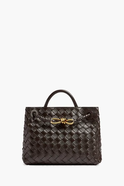 BOTTEGA VENETA Small Andiamo Intrecciato Top Handle Shoulder Bag in Fondant Lambskin