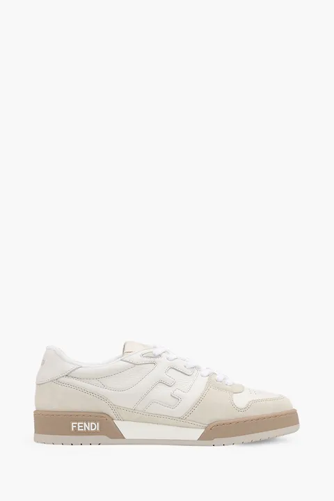 FENDI Men FF Logo Pattern Low Top Sneakers in White