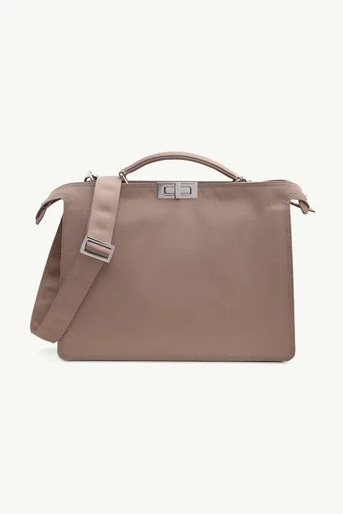 FENDI Medium Peekaboo ISeeU Hand Bag in Brown Nylon