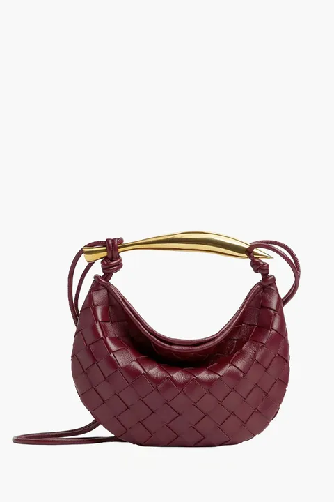 BOTTEGA VENETA Baby Sardine Intrecciato Crossbody Bag in Barolo Lambskin
